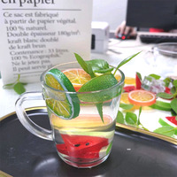Set cangkir kosong gelas bening 300ml sublimasi Logo kustom dengan pegangan untuk air panas untuk teh susu kopi