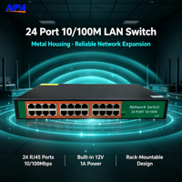 Commutateur Ethernet Full-Duplex 24 ports 10/100 Mbps ANPA AP-5024, boîtier métallique pour montage en rack, 12 Gbit/s, Plug & Play, empilable, QoS, en stock, garantie 2 ans