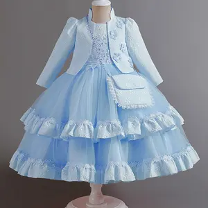 Kids Clothing Latest Girl Dress Girls Clothing Sets Fashion New Frock Long Design Kids Ball Gown Wedding Party Dresses With Bag