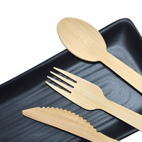 Ensembles de couverts jetables en bambou naturel et métal, couteau, fourchette, cuillère, serviette en papier, écologiques, résistants à la chaleur, durables