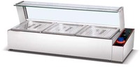 Bain-marie électrique commercial de comptoir en acier inoxydable avec verre incurvé pour buffet et restauration