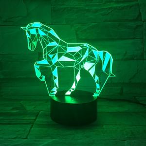 Lámpara de Noche LED <span class=keywords><strong>Unicornio</strong></span> Personalizada RGB para Habitación Infantil, Creativa, con Base Acrílica de Ilusión 3D, Funciona con USB y 3 Pilas AA, para Mesa de Escritorio Infantil - Product Image 1