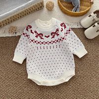 Combinaison en tricot vintage pour bébé, 100% coton, motif Fair Isle, nœud papillon, body pour nouveau-né, 66-90 cm, vêtements de boutique pour bébé, automne-hiver