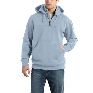 Factory Customized Oversized Relaxed Fit Blank Men's Hoodie Heavyweight Quarter Zip Pullover Hoodies Sweatshirt