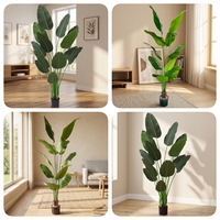 Vente en gros de plantes artificielles en plastique pour jardin ornemental tropical : bananier et oiseau de paradis