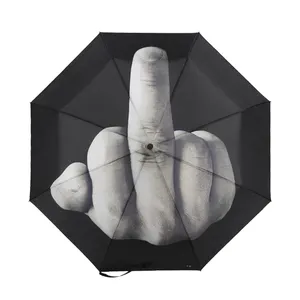 Guarda-chuva dobrável criativo com 3 guarda-chuvas dobrados de dedo médio manual aberto automático