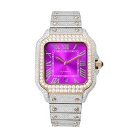 Montre mécanique NUOYA de luxe pour homme, style hip-hop, sertie de moissanite, cadran à chiffres romains, passe le test du diamant, cadran carré coloré