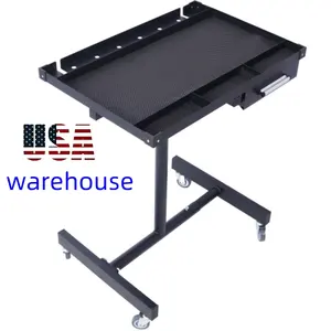 Rolling Tool Table Tear Down Tray Adjustable Height And Width Mobile Work Table With 4 Swivel Wheels