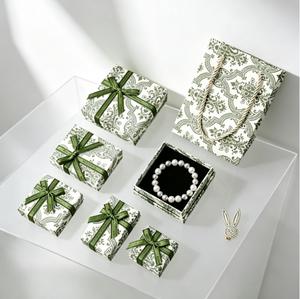 ECO Paper Necklace <b>Bracelet</b> <b>Gift</b> Christmas Jewelry Packaging <b>Boxes</b> with Velvet Lids Custom Logo <b>for</b> Jewellery Luxury Ribbon Bow - Product Image 4