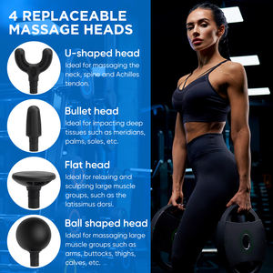 <span class=keywords><strong>Mini</strong></span> pistola de masaje corporal fuerte vibración 5 engranajes <span class=keywords><strong>4</strong></span> cabezales de masaje pistola de Fascia portátil eléctrica larga espera pistola de masaje de tejido profundo - Product Image 2