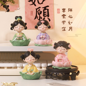 Figuras de resina inspiradas en el budismo, 4 piezas, decoración de escritorio Feng Shui para oficina y regalo de Año Nuevo Chino - Product Image 5
