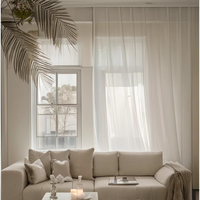 Cortina Translúcida con Rayas Verticales Blancas Personalizada de Fábrica, Cortina de Voile con Textura Plisada que Filtra la Luz para Decoración de Ventanas del Hogar