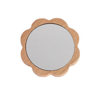 Miroir de maquillage portable en bois, forme de fleur, écologique, petit miroir rond à main pour les étudiants, idéal pour les voyages