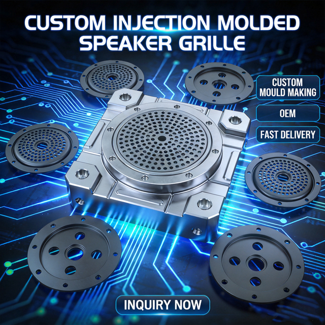 Custom Injection Molded Speaker Grille, OEM Speaker Cover with Precision Acoustic Holes for Audio Equipment