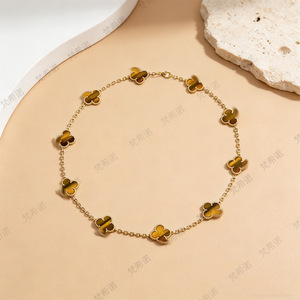 Collar de Moda con 10 Flores, Joyería de Acero Inoxidable Chapada en <span class=keywords><strong>Oro</strong></span>, <span class=keywords><strong>Cadena</strong></span> de Doble Cara, Unisex, Regalo de Primera Calidad - Product Image 5