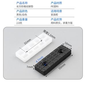 GQK Double-Hole Checkered Anti-Slip Durable PE <b>Plastic</b> Rectangular <b>Floor</b> <b>Mat</b> & Chair Leg Pad Furniture Footrest Protective Pad - Product Image 6