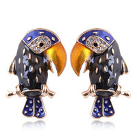 2025 cristal 2021 mode alliage goutte à goutte huile diamant perlé Toucan en forme de femmes Chic boucle d'oreille