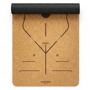 Tappetino Yoga Pieghevole in TPE e Sughero Naturale, Antiscivolo, Impermeabile, Ecologico, a Doppio Strato, 5mm/6mm, per Palestra e Pilates, Nero, Personalizzabile, Vendita all'Ingrosso - Product Image 1