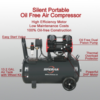 SPERAN Compresores De Aire Portable Pulvérisation Peinture Ultra Silencieux 50L 2Hp 1500W Silencieux Sans Huile Compresseur D'air Machine