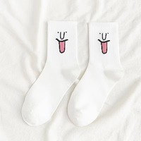 En stock, chaussettes longues personnalisées en coton, chaussettes de ville respirantes avec imprimé visage amusant