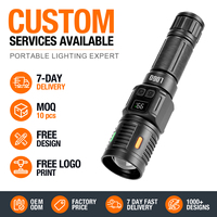 Lampe torche laser blanche 1000LM rechargeable, zoomable, lumière de travail COB, affichage numérique, base magnétique, pour recherche et patrouille en extérieur