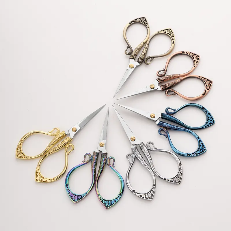 Sewing Thread Scissor Delicate vintage scissors, Chinese classical stainless steel craft scissors