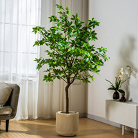 Grand arbre artificiel de Pieris Japonica, tronc en bois veiné avec feuillage luxuriant dans un pot robuste, décoration commerciale de style nordique