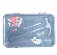 Kit d'outils multifonctionnels pour la maison, 23 pièces, boîte à outils compacte pour les réparations quotidiennes avec marteau, clé à molette, tournevis