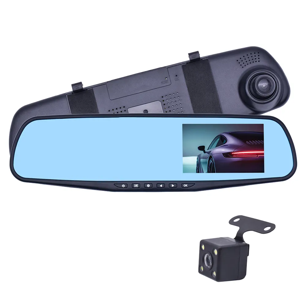 Szdalos H702 4.3 inch gương DVR kép Dash Cams video ghi âm 1080P HD xe hộp đen