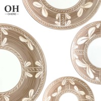 Assiettes en céramique kaki élégantes, assiettes de luxe pour la location de tables de mariage, vaisselle en porcelaine fine