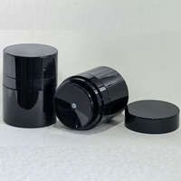 Nouvel arrivage LZ Pack – Pot de crème rond de luxe noir en PP avec pompe à vide sans air, 15g, 30g, 50g, 100g