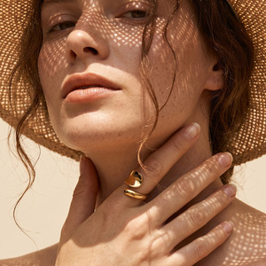 Anillo Apilable Geométrico de Acero Inoxidable 304 con Baño de Oro de 18K, Esmalte Impermeable y Zirconia, Banda de Eternidad para Mujer, No se Deslustra, Estilo Boho - Product Image 2