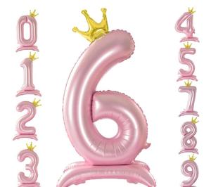 Globo con número de soporte de <span class=keywords><strong>42</strong></span> pulgadas con globos de papel de aluminio con base Decoraciones para fiestas de aniversario de cumpleaños Azul Rosa - Product Image 2