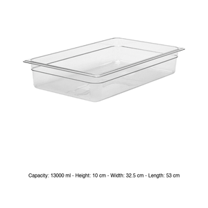 ถาดใส่อาหารโพลีคาร์บอเนต GN 1/1 ขนาด 53 × 32.5 × 10 ซม. ไม่มีฝาปิด, -100/+100 ° C - Product Image 3
