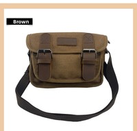 Tas Selempang Kanvas Vintage Kustom dengan Gesper dan Tutup, Tahan Gempa, Mengurangi Beban, untuk Pria, Cocok untuk Penggunaan Sehari-hari