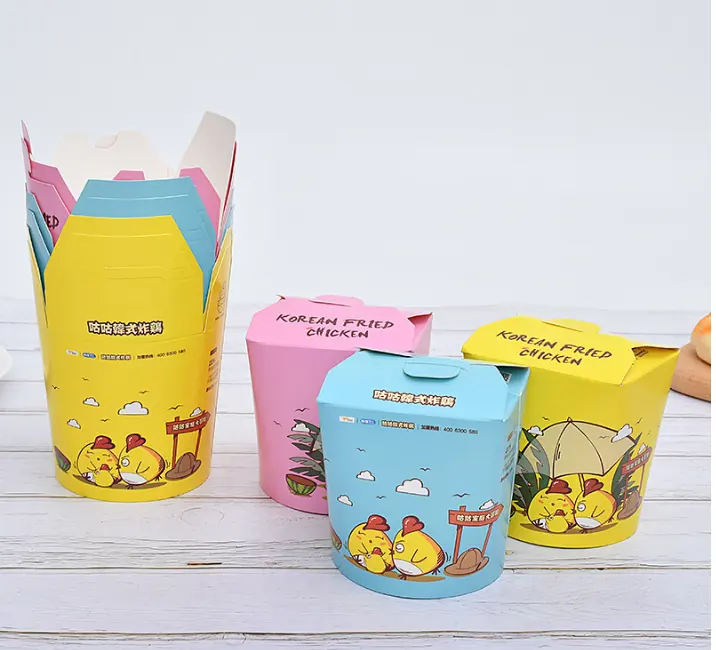Коробочка из крафт-бумаги с принтом для торта, яиц, мороженого, риса, цветов, куриных крыльев и ножек, пищевая упаковка для спагетти, бумажная чашка