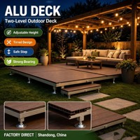 Système de terrasse en WPC auto-nivelant à hauteur réglable avec pieds de support en acier inoxydable 304, durable et modulaire, pour terrasse extérieure, sous-sol, entrepôt