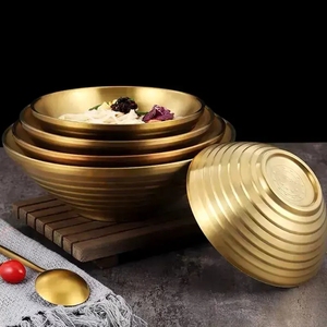Restaurant Golden <span class=keywords><strong>Ramen</strong></span> Bols Style Coréen 304 En Acier Inoxydable Double Couche Salade Snack Bol De Service pour Udon Pho Pâtes Céréales - Product Image 2