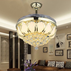 Moderne <span class=keywords><strong>LED</strong></span> Luxus Gold Zeitgenössische Klapp kaufen kronleuchter Kristall Decke Fans Mit Lichter Fernbedienung - Product Image 6
