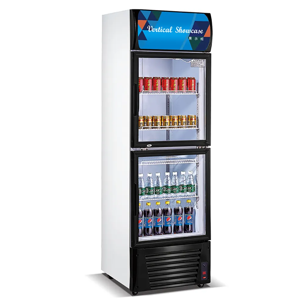 Peralatan Dapur Komersial 2 Pintu Kaca Etalase Tampilan Cola Bir, Peralatan Kulkas/Freezer