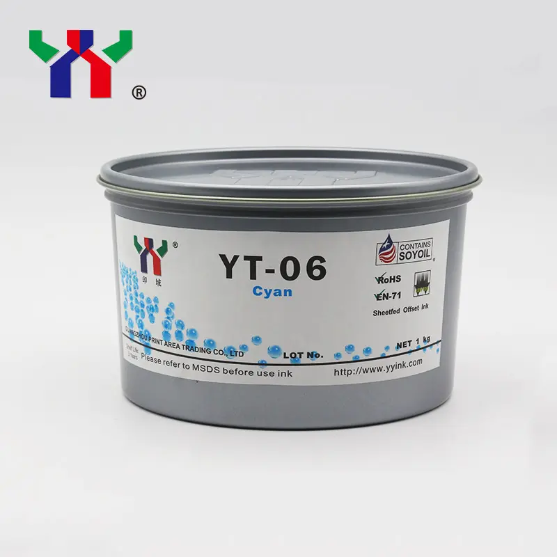 Hoge Kleur Concentratie Ceres YT-06 Offset Soja Inkt Voor Melamine Folie Papier Cyaan/Blauw, 1Kg/Kan