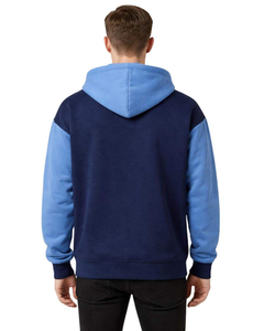 Sweat à capuche pour homme prêt à la vente, en molleton de coton surdimensionné, bleu marine et bleu ciel, deux tons, fermeture éclair, sweat à capuche décontracté, streetwear - Product Image 2
