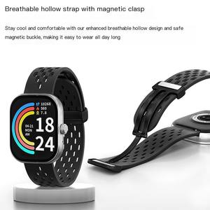 สมาร์ทวอทช์ S5C หน้าจอสี่เหลี่ยม TFT รองรับซิม วัดอัตราการเต้นของหัวใจ ตรวจจับการนอนหลับ กันน้ำ IP68 ตัวเรือนโลหะผสม สายรัดแม่เหล็ก แบตเตอรี่ใช้งานได้ 5-10 วัน - Product Image 3