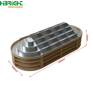 Double-Sided Metal Produce Display Shelf Heavy Duty Grocery <b>Vegetable</b> Display <b>Stand</b> with Divider for Supermarket - Product Image 4