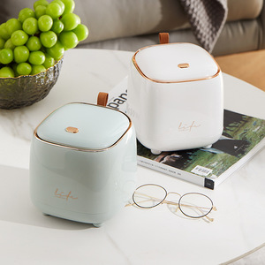 Cubo de basura de escritorio con botón pulsador, 4L, cuadrado, con tapa abatible, contenedor de almacenamiento de residuos para uso en mesa de centro - Product Image 2