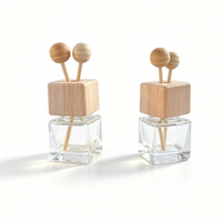 Diffuseur d'arômes suspendu en verre givré ovale pour voiture, avec bouchon en bois, décoration d'intérieur, flacon de parfum 5ml 10ml 15ml, vente en gros