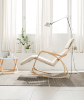 Fauteuil inclinable en bois courbé avec repose-pieds réglable, couleurs personnalisables, design moderne pour salon et hôtel