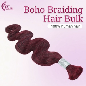 Vente d'usine FH - Extensions de cheveux humains vierges naturels 12A en vrac # Cheveux humains 99J Soft Body Wave pour tressage sans trame - Product Image 2