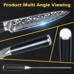 10% de descuento Cuchillo de carne japonés de acero <span class=keywords><strong>damasco</strong></span> VG10 de 5 pulgadas con mango redondo G10, 67 capas y hoja martillada, cuchillo de cocina multiusos - Product Image 4