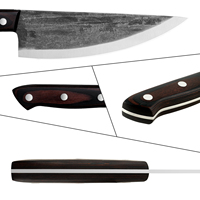 Couteau de cuisine forgé couteau de boucher extérieur Pakka manche en bois lame en acier inoxydable Portable couteau de chef extérieur